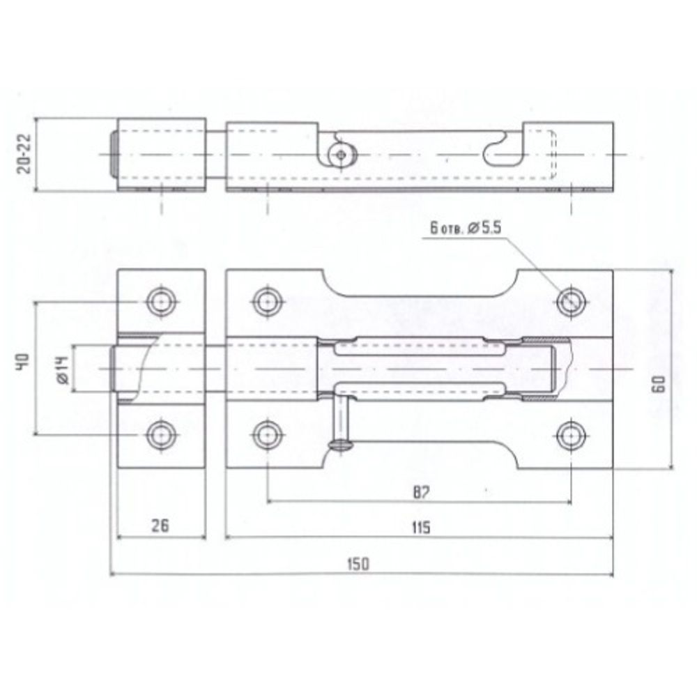 Засов накладной "Делга" круглый (медь)