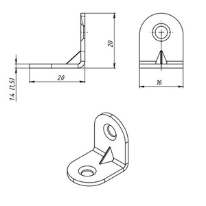 Кронштейн КУНГУР МК 20*20 цинк (1 шт)