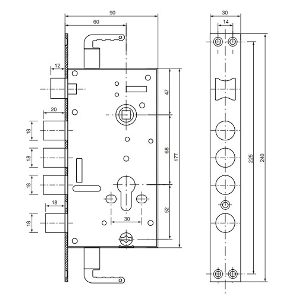 Замок врезной VANGER T-1-08A-B-CR