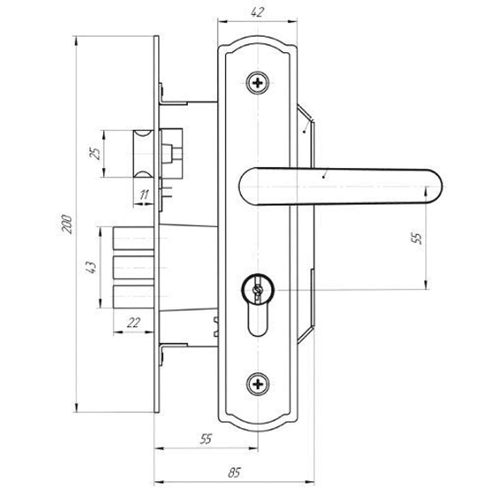 Замок врезной Avers ЗВ4-1-8 (белый)