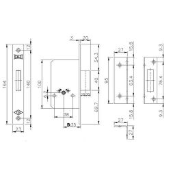 Замок врезной KALE KILIT 157/F (35мм) латунь 3кл. /12602/