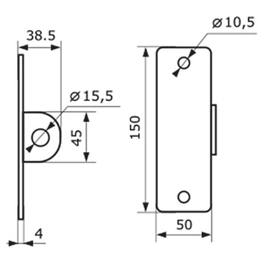 Проушина усиленная ДОМАРТ 50х150 планка крепежная (толщ. 4мм) (черный)
