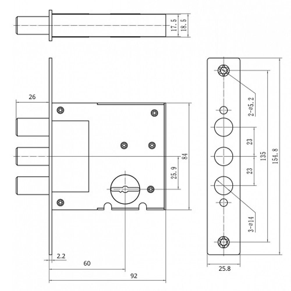 Замок врезной GALEON K812 хром