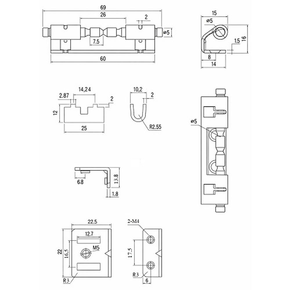 Петля PS002-1SS нержавеющая сталь