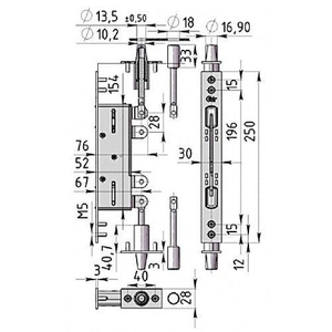 Запорный механизм доп. створки КРИТ-М А506 Хп хром