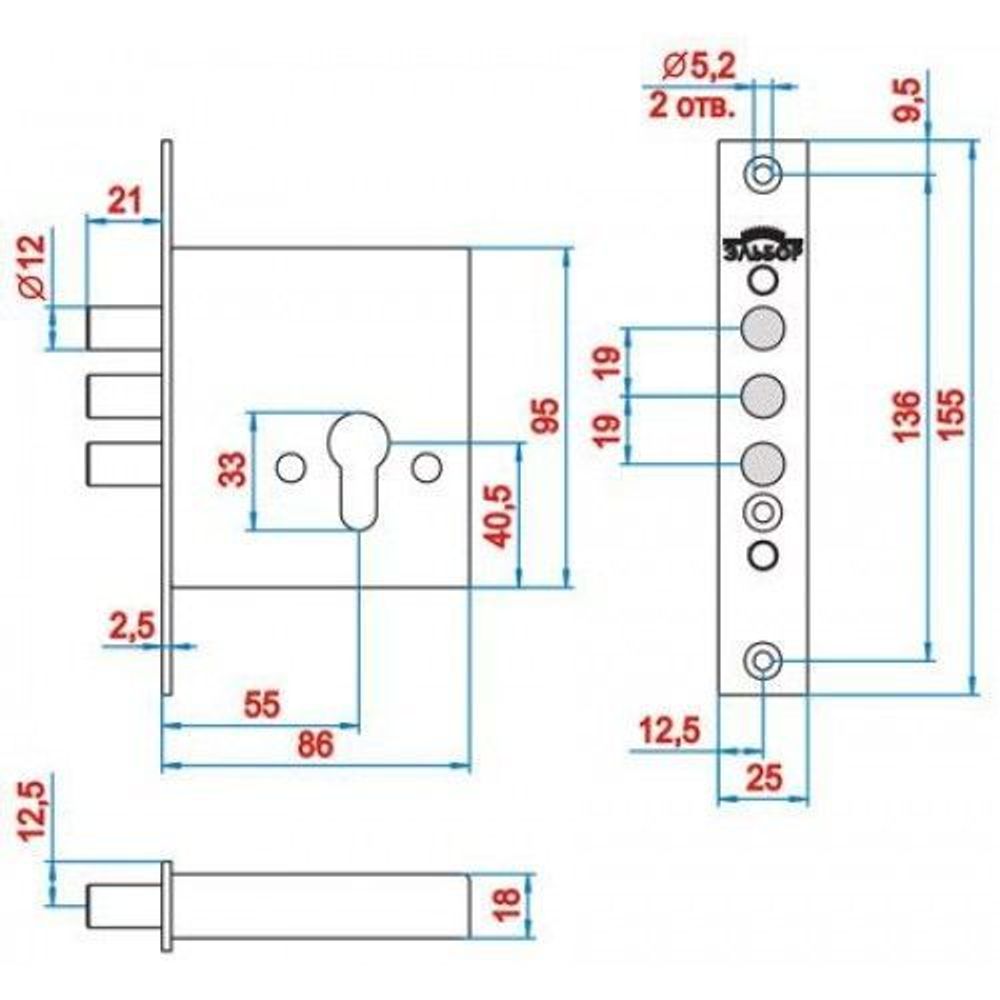 Замок врезной ЭЛЬБОР 1.03.03.0.0 Кремень