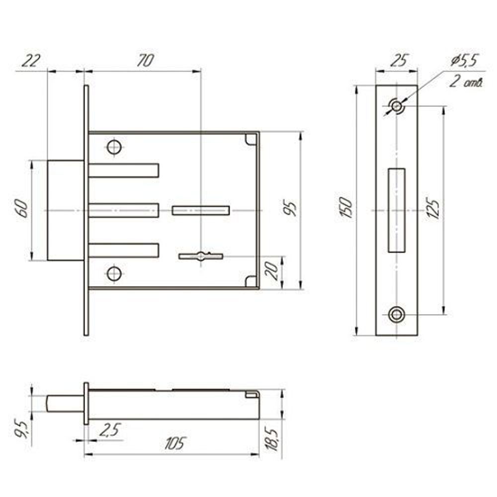 Замок врезной МЕТТЭМ ЗВ8 801.0.0 5кл., ответ.пл. /15294/