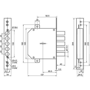 Замок врезной BORDER 72221 ЗВ8-6КЛ.5Т/15 (КСП-109)БРП1.И9.У1 /30027/