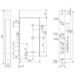Замок врезной ГАРДИАН ЗВ 30.15 (4кл)(длинный кл. 71,5 мм)  /41525/