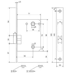Защелка врезная Code Deco 5600-P-WC-GMS сатин.золото