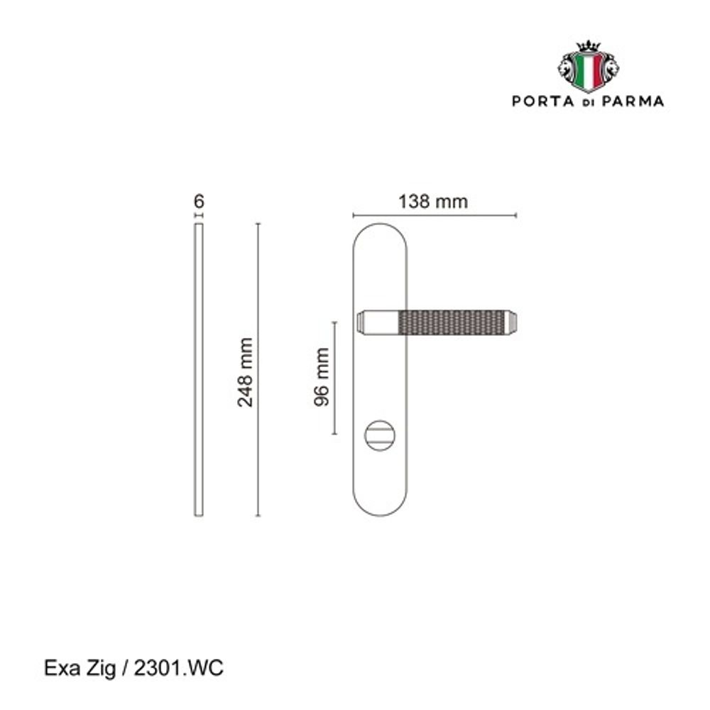 Ручка на планке PORTA DI PARMA Exa Zig WC CP хром