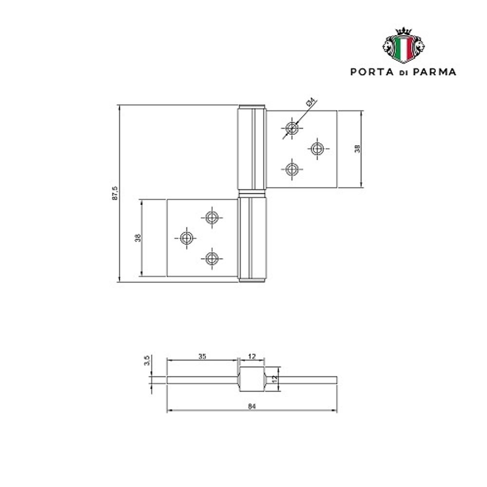 Петля универсальная флажковая PORTA DI PARMA BL черный