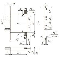 Замок врезной МЕТТЭМ ЗВ8 141.1.0/(ЗВСП-2Т-1) L-16 /7829/