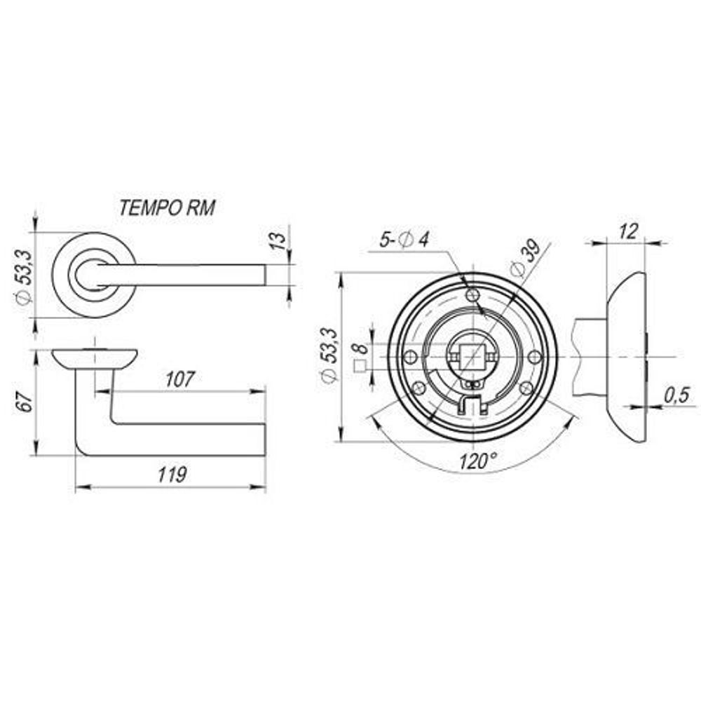 Ручка раздельная FUARO TEMPO RM SN/CP-3 мат.никель/хром /23625/