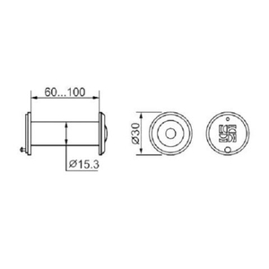 Глазок дверной FUARO DVZ2, 16/200/60-100 СР хром /27293/