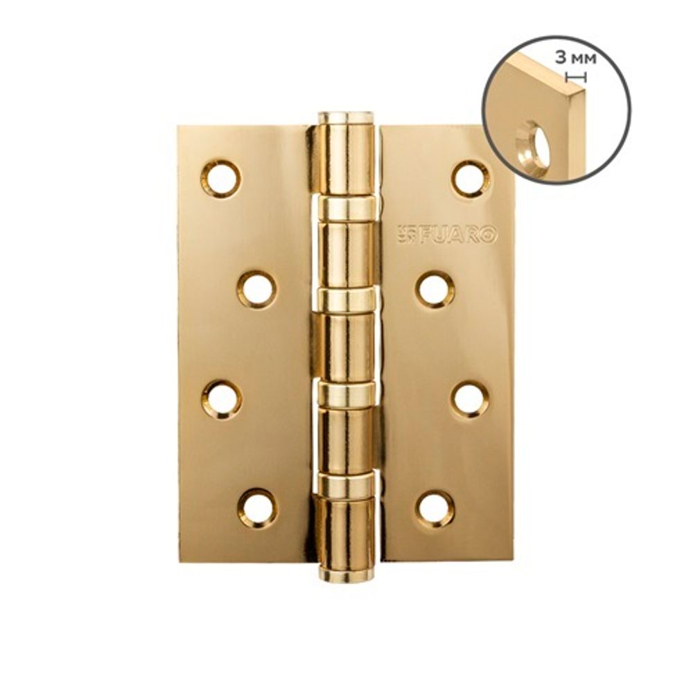 Петля дверная универсальная FUARO HEAVY IN4400U 100х75х3 мм GOLD-24 (золото 24K)