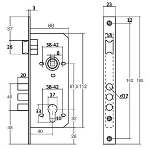 Замок врезной VETTORE 9011 SR-3R AB бронза