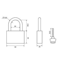 Замок навесной PALLADIUM 302B-60