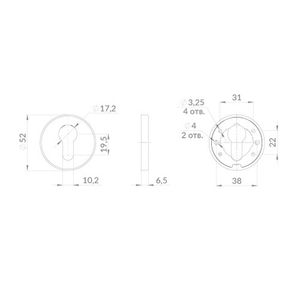 Накладка под цилиндр PUNTO ET EST.R52 CP-8 хром /60531/