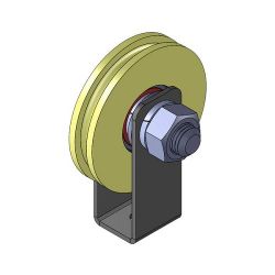 Ролик капролон d-60 бельевой под тросс 10мм со скобой