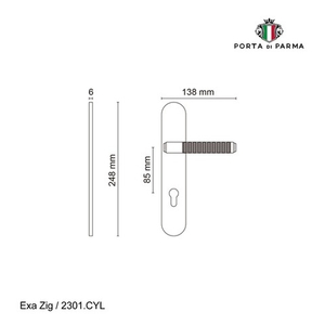 Ручка на планке PORTA DI PARMA Exa Zig CYL CP хром