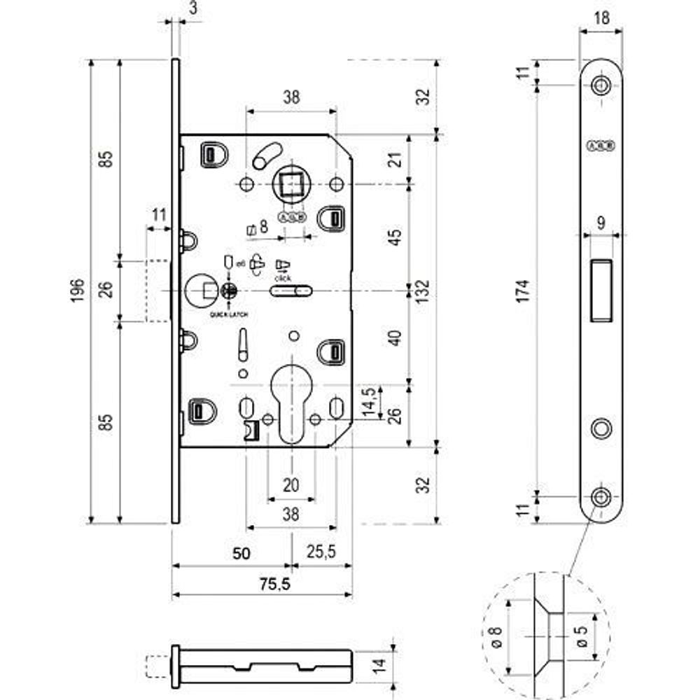 Замок межкомнатный под цилиндр AGB B02402.05.93 (черный) MEDIANA POLARIS  /40297/- цена, отзывы, характеристики в интернет магазине zamki34.ru в  наличии - с доставкой почтой РФ или курьерской службой