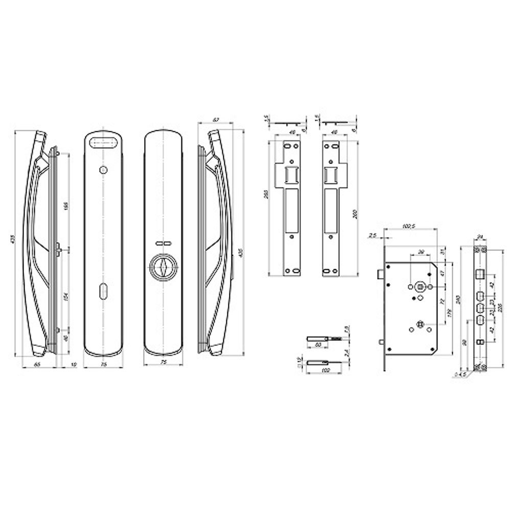 Замок врезной электронный KAADAS Lambo K13F 3D Face с распознов. лица и отпечатком пальца, золото