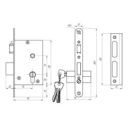 Замок врезной ЗЕНИТ ЗВ4-3.01 медь /34849/