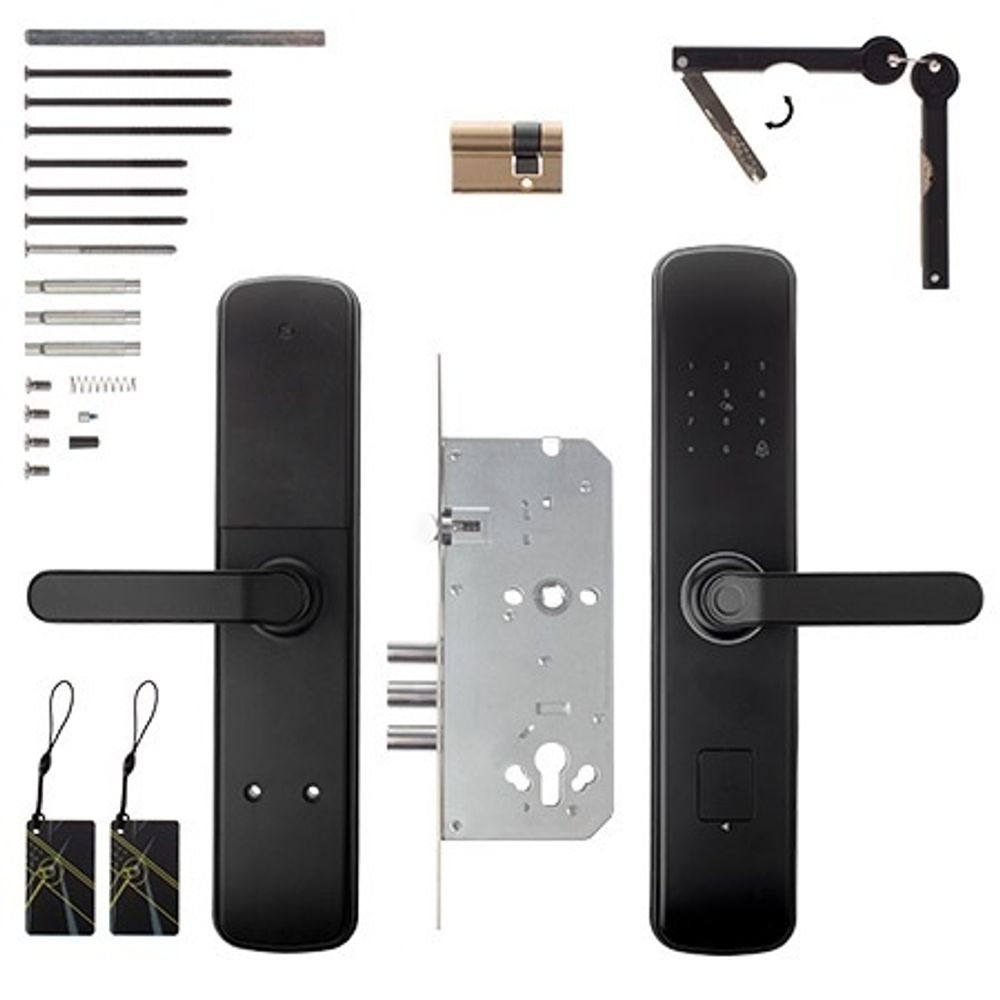 Замок электронный APECS Smart SL-52-60.85/8001 BLM (TTlock, WiFi, FP) черный матовый