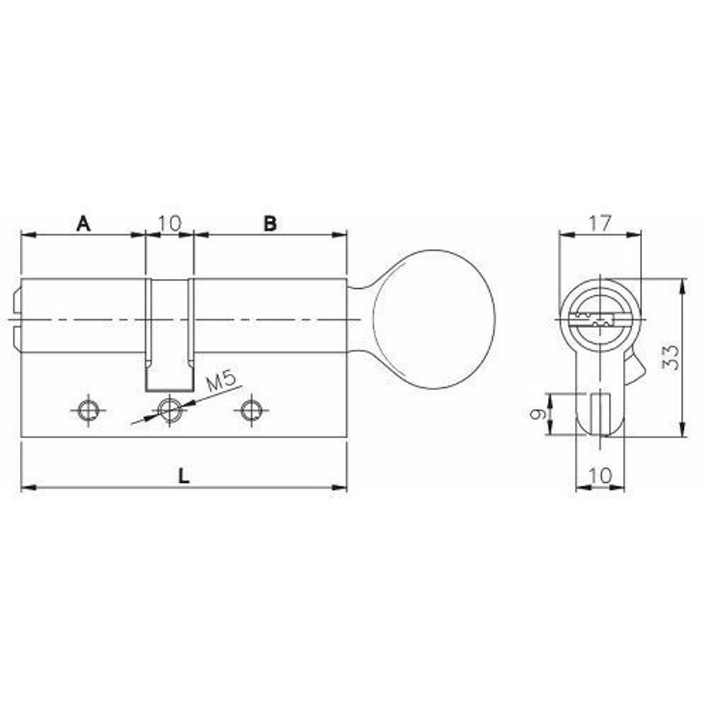 Цилиндровый механизм с вертушкой KALE KILIT 164 DBM-E/80 (35+10+35) никель 5кл. /26559/