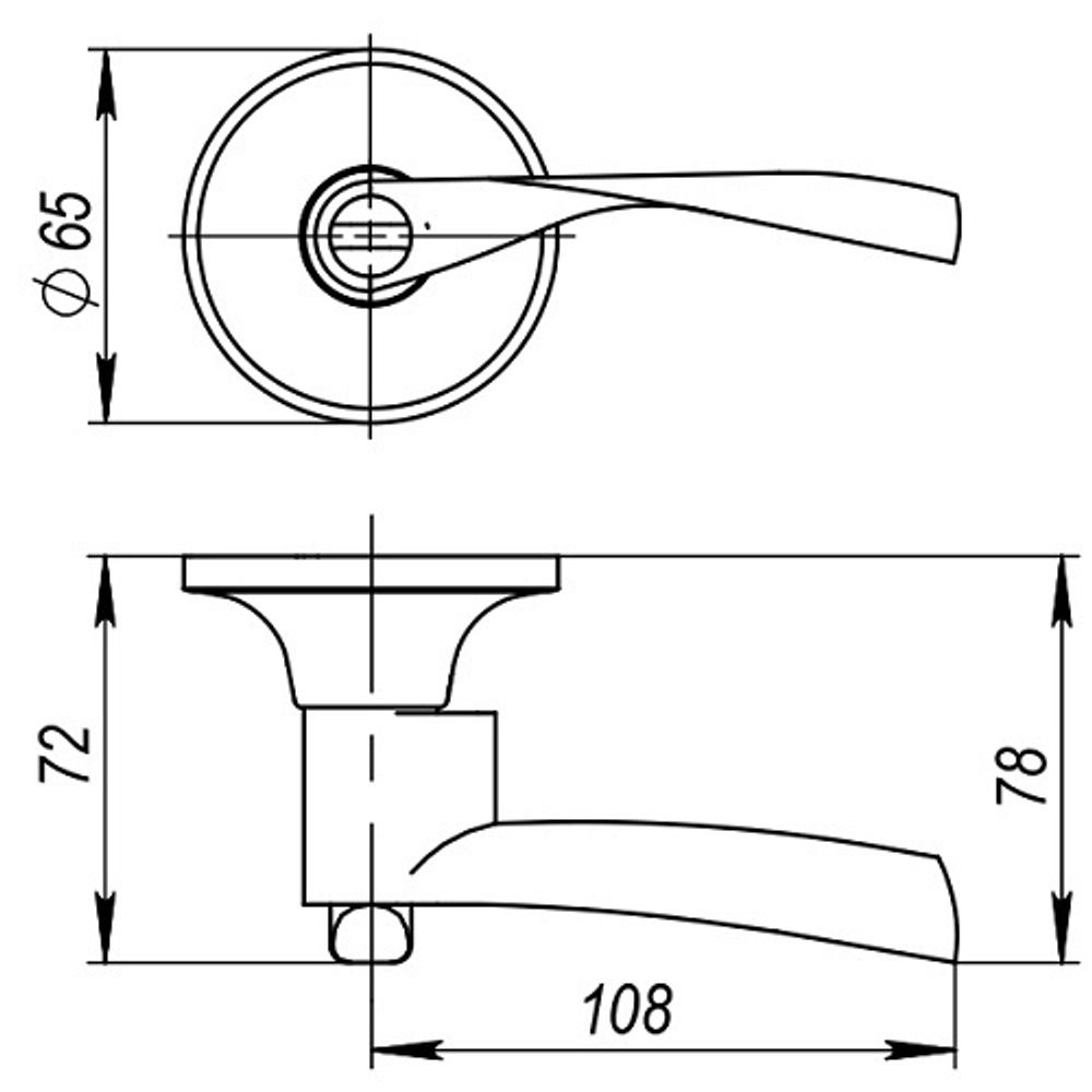 Ручка защелка AJAX 6010 BL-Р (без фик.) черный /44451/