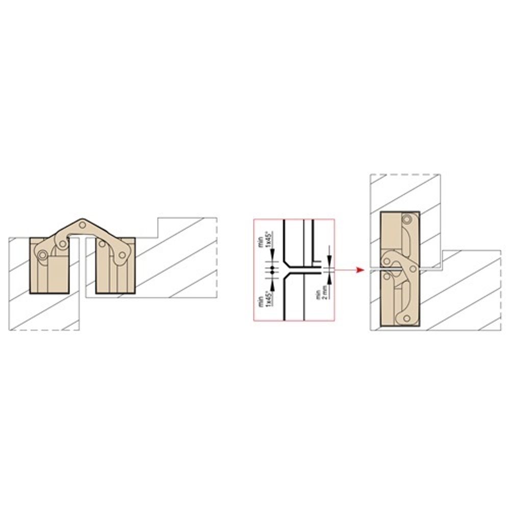 Петля скрытой установки нерегулируемая CEAM 830 NIK никель (95,6x19,6мм)  (1 шт)
