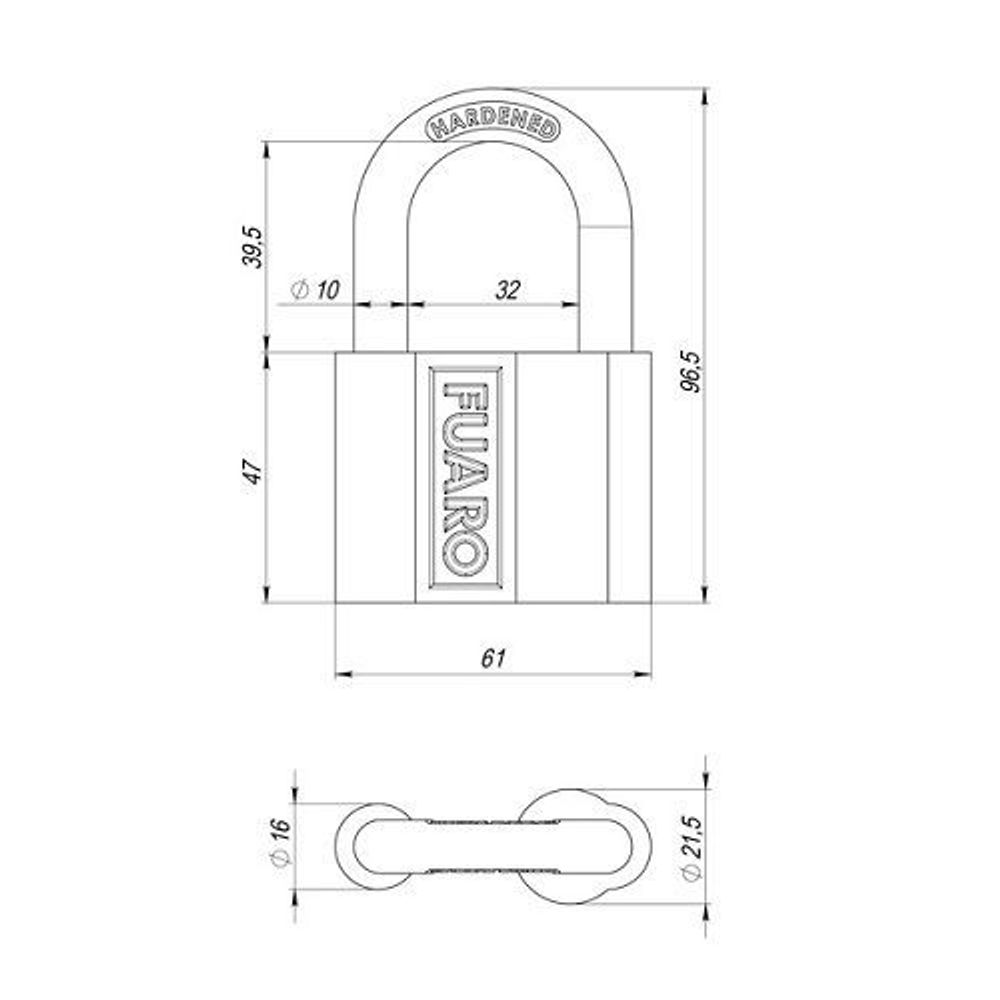 Замок навесной FUARO PL-4061 3 кл. /26351/