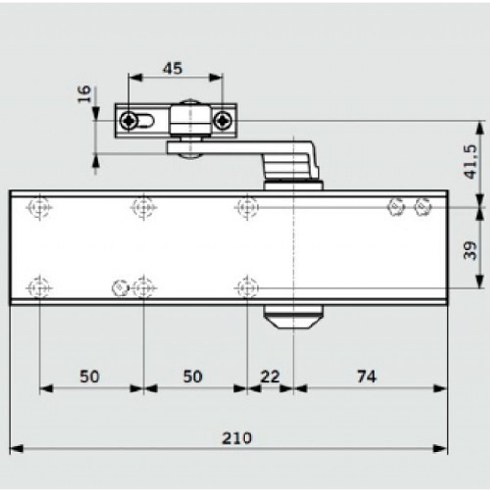 Доводчик дверной DORMA TS-Profil EN2/3/4/5 BC с рычагом, белый