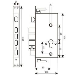 Замок врезной цилиндровый 632 универсальный ЗАМКОФФ