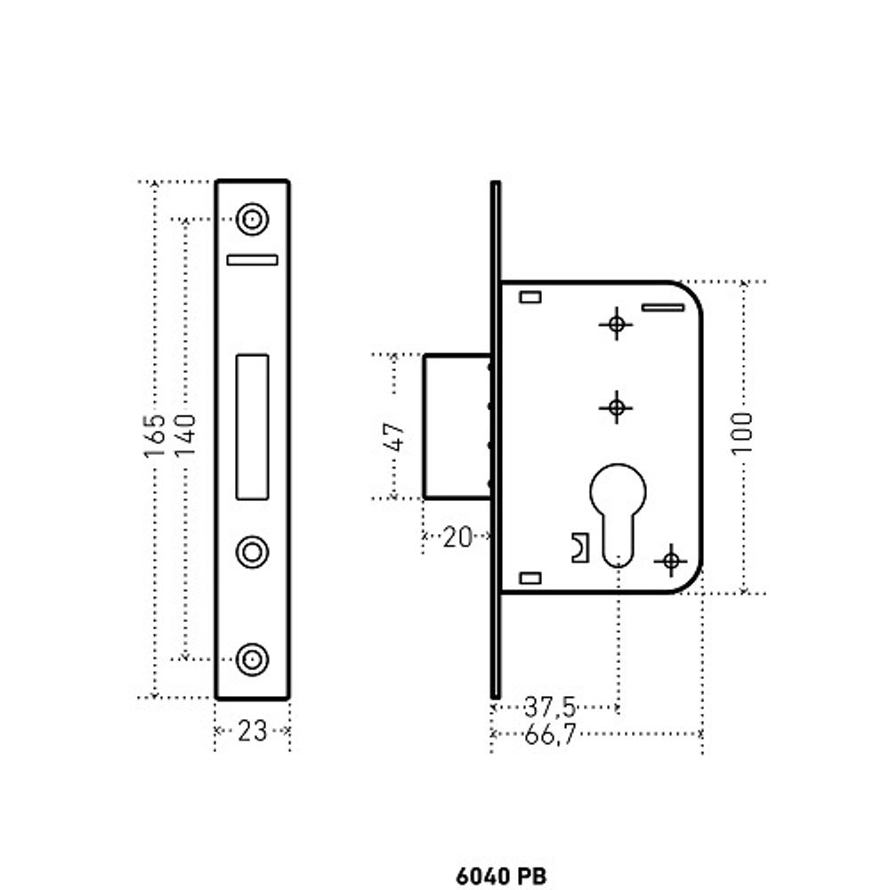 Замок врезной АЛЛЮР 6040 PB латунь