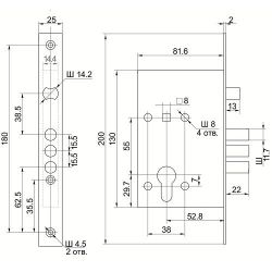 Замок врезной BORDER 78931 ЗВ4-31/55.У2 ЗАСОВ12 /34153/
