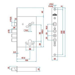 Замок врезной ЭЛЬБОР 1.01.27 б/ц Лазурит