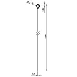 Тяга круглая диаметр 8мм, длина 1м, с колесом