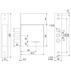 Замок врезной ГАРДИАН ЗВ 30.01 (4кл) (длинный кл. 71,5 мм) /34433/