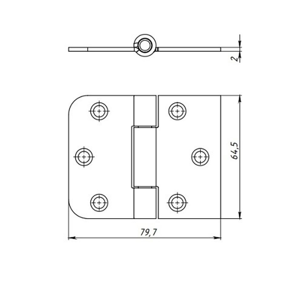 Петля накладная КУНГУР ПНУ-65 цинк (100) (1 шт)