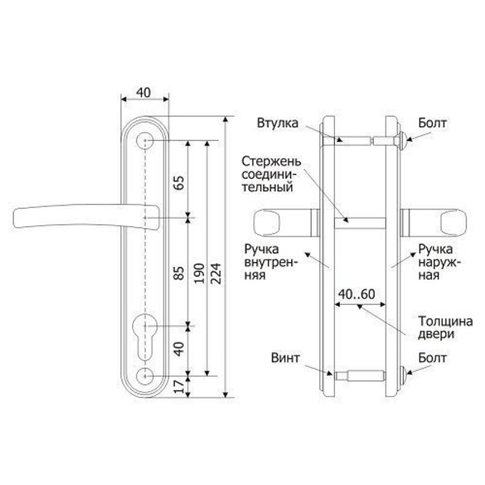 Ручка дверная ГАРДИАН 4132 Вега (медный антик) /29789/