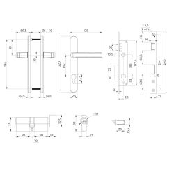 Корпус врезного замка с ручкой AJAX KIT GATE-2085/24 RAL7016 антрацит /63985/