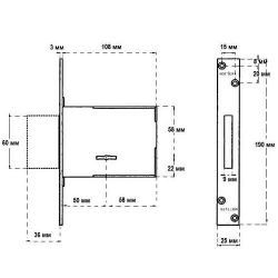 Замок врезной сувальдный MOTTURA 40.701.50 (с отв. планкой, без накладок) /1800/