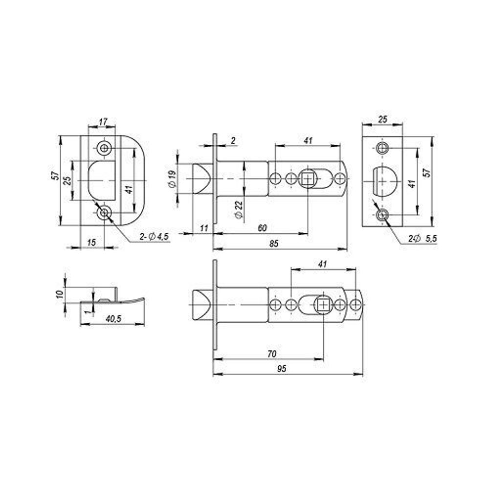Ручка защелка AJAX 6082 SN-E (кл./фик.) мат.никель /39539/