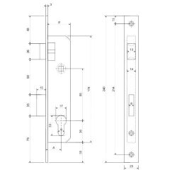 Замок врезной APECS 7500-25 NI никель