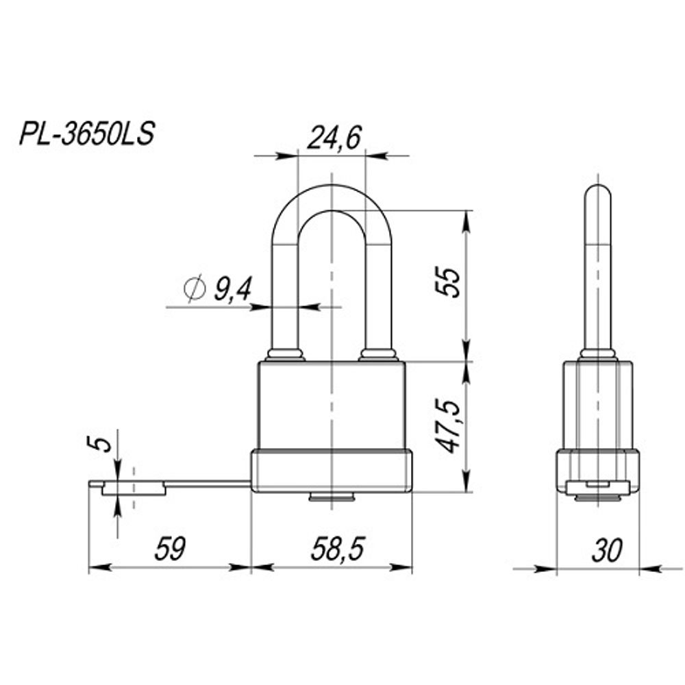 Замок навесной FUARO PL-3650 LS длинная дужка 3кл. /26407/