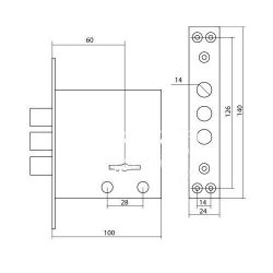 Замок врезной верхний на кит. дверь 2514 С - 3Р