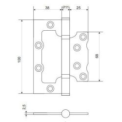 Петля накладная AVERS 100x75x2,5-B2 AC медь (1 шт)