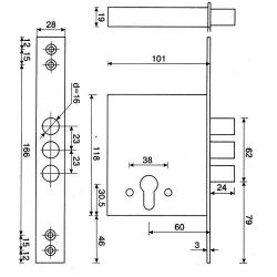 Эскиз дверного замка APECS T-57 CR